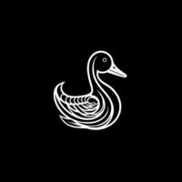 Pato - negro y blanco aislado icono - vector ilustración