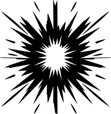 Explosion - Black and White Isolated Icon - Vector illustration