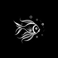 pez de colores - negro y blanco aislado icono - vector ilustración
