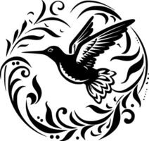 Hummingbird, Black and White Vector illustration