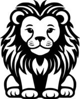 Lion Baby - Black and White Isolated Icon - Vector illustration