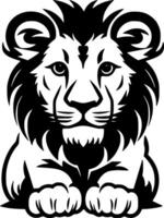 Lion Baby - Black and White Isolated Icon - Vector illustration