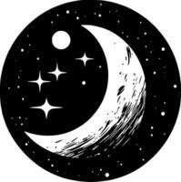 Luna - negro y blanco aislado icono - vector ilustración
