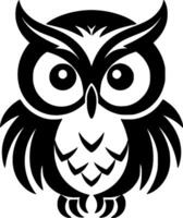 Owl Baby, Black and White Vector illustration