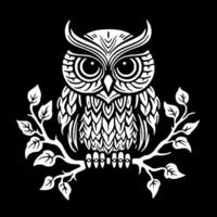 Owl Baby - Black and White Isolated Icon - Vector illustration