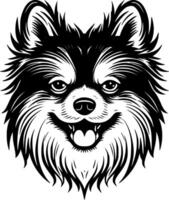 Pomeranian - Black and White Isolated Icon - Vector illustration