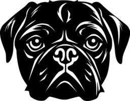 Pug, Black and White Vector illustration