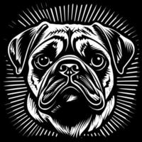 Pug - Black and White Isolated Icon - Vector illustration