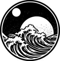 Sea - Black and White Isolated Icon - Vector illustration