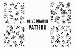 Olive Branch Pattern Vector Silhouette Set, Olive branches leaves decorative patterns Silhouettes