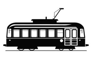 Tram Silhouette vector isolated on a white background, Cable Tram vehicle black silhouette