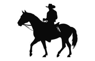 Mexican Cowboy Riding a Horse vector black silhouette isolated on a white background