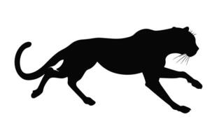 Cheetah black Silhouette Vector isolated on a white background, Running Cheetah Clipart