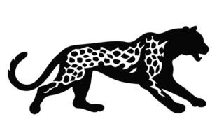 Cheetah Vector black and white Silhouette, Running Cheetah Silhouette, Wildcat Clipart