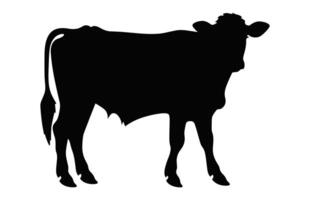 vaca negro silueta vector aislado en un blanco antecedentes