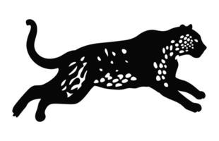 Cheetah black Silhouette Vector isolated on a white background, Running Cheetah Clipart