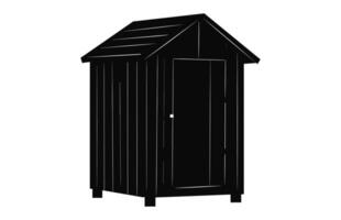 Wooden old outhouse silhouette vector, Old wooden toilet black Clipart, Village restroom silhouette vector