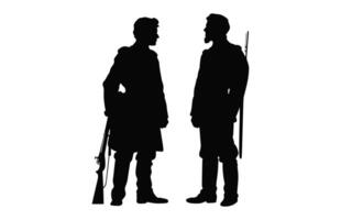 American Civil War soldiers Silhouette vector, Civil War soldier black silhouettes vector