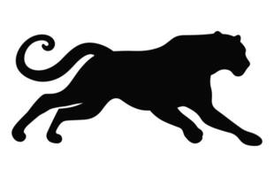 Cheetah black Silhouette Vector isolated on a white background, Running Cheetah Clipart