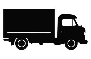 Milk Truck Silhouette isolated on a white background, Vintage Milk tanker truck black vector