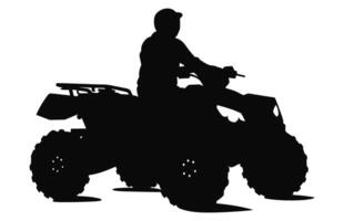 Pilot riding Atv black silhouette isolated on a white background, A Man Riding atv black vector