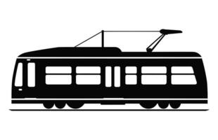 Tram Silhouette vector isolated on a white background, Cable Tram vehicle black silhouette