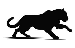 Cheetah black Silhouette Vector isolated on a white background, Running Cheetah Clipart