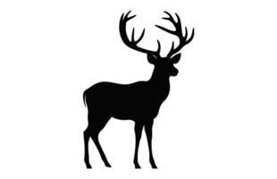 Deer black Silhouette vector isolated on a white background, Deer antler Clipart