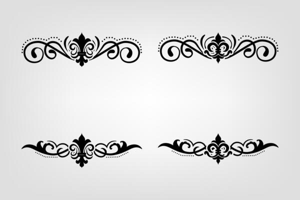 Text separator Baroque decoratice divider book typography ornament design elements vintage dividing shapes Border illustration