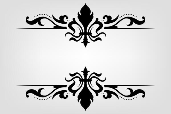 Text separator Baroque decoratice divider book typography ornament design elements vintage dividing shapes Border illustration
