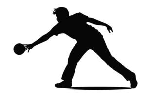 Bowling Player Silhouette Vector, A Male Bowler black Clipart vector