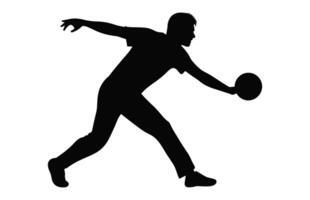 A Bowling Player Silhouette Vector isolated on a white background