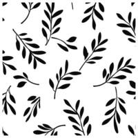 Olive Branch Pattern Vector Silhouette, Olive branches leaves decorative pattern black Clipart