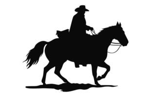 Mexican Cowboy Riding a Charro Horse silhouette vector isolated on a white background, Charro Horse Black Clipart