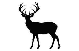 Deer Silhouette black vector, Deer antler Clipart isolated on a white background vector