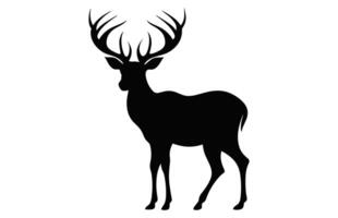 Deer Silhouette black vector, Deer antler Silhouette Clipart isolated on a white background vector