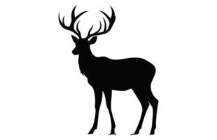 Deer Silhouette black vector, Deer antler Silhouette Clipart isolated on a white background vector