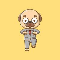 linda perro empresario traje oficina trabajadores dibujos animados animal personaje mascota icono plano estilo ilustración concepto vector