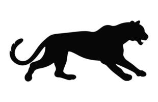 Cheetah black Silhouette Vector isolated on a white background, Running Cheetah Clipart