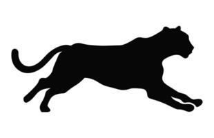 Cheetah black Silhouette Vector isolated on a white background, Running Cheetah Clipart