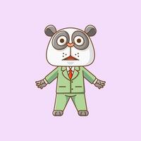 linda panda empresario traje oficina trabajadores dibujos animados animal personaje mascota icono plano estilo ilustración concepto vector