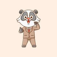 linda panda empresario traje oficina trabajadores dibujos animados animal personaje mascota icono plano estilo ilustración concepto vector
