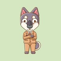Cute dog businessman suit office workers cartoon animal character mascot icon flat style illustration concept vector