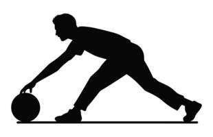 A Bowling Player Silhouette Vector isolated on a white background