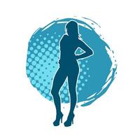 Silhouette of A Female Dancer in Action Pose. Silhouette of A Slim Woman in Dancing Pose. vector