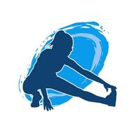 Silhouette of a slim sporty woman doing pilates exercise. Silhouette of a sporty female doing physical exercise. vector