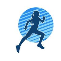 Silhouette of a sporty woman in running pose. Silhouette of a female run pose. vector