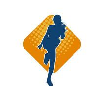 Silhouette of slim female doing exercise. Silhouette of a sporty woman doing gym workout pose. vector