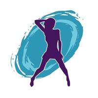 Silhouette of a young slim female model in tight outfit. Silhouette of a slim woman in feminine pose. vector