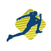 Silhouette of a sporty woman in running pose. Silhouette of a female run pose. vector